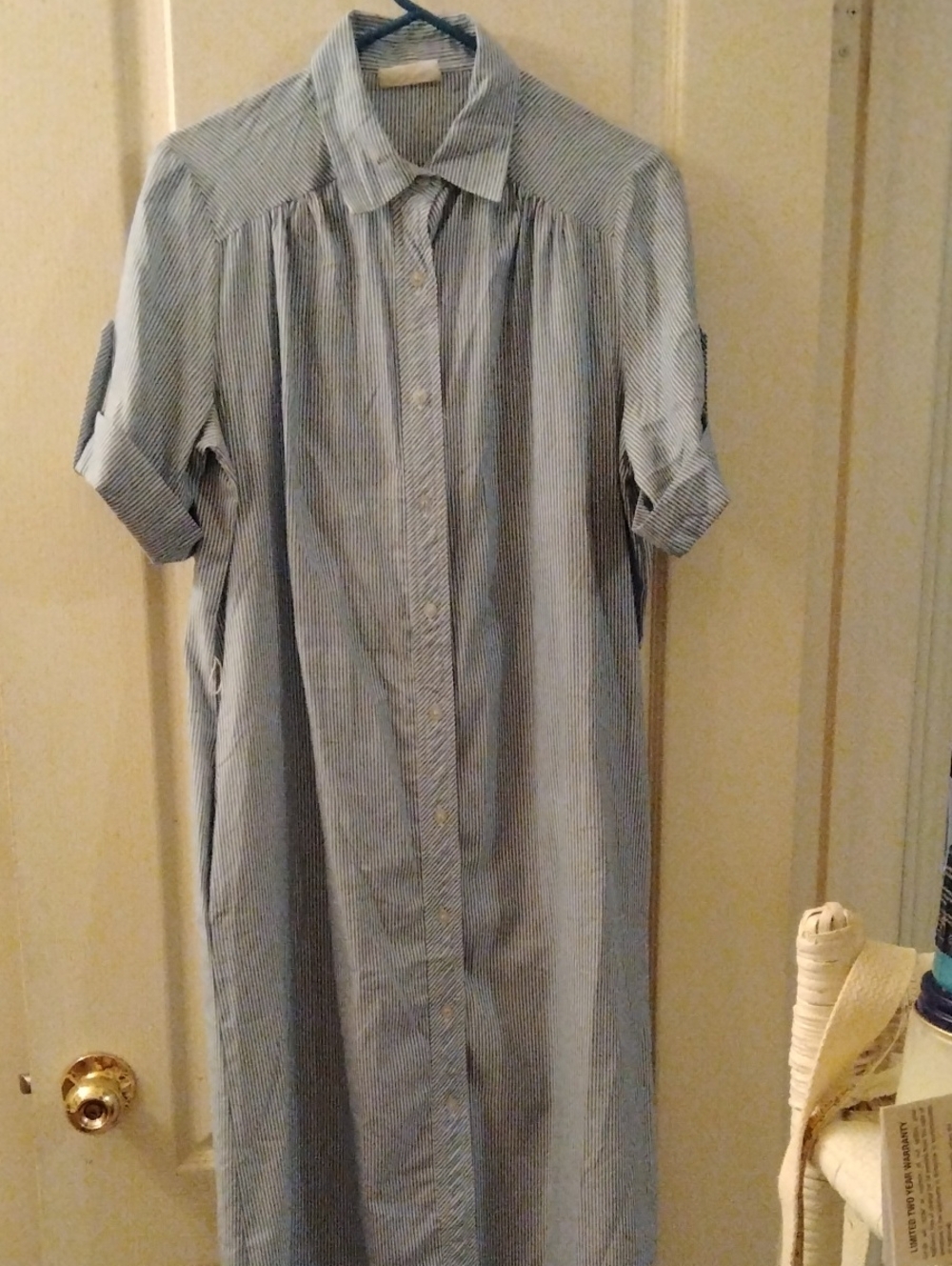 Light Blue Button-Front Shirt Dress